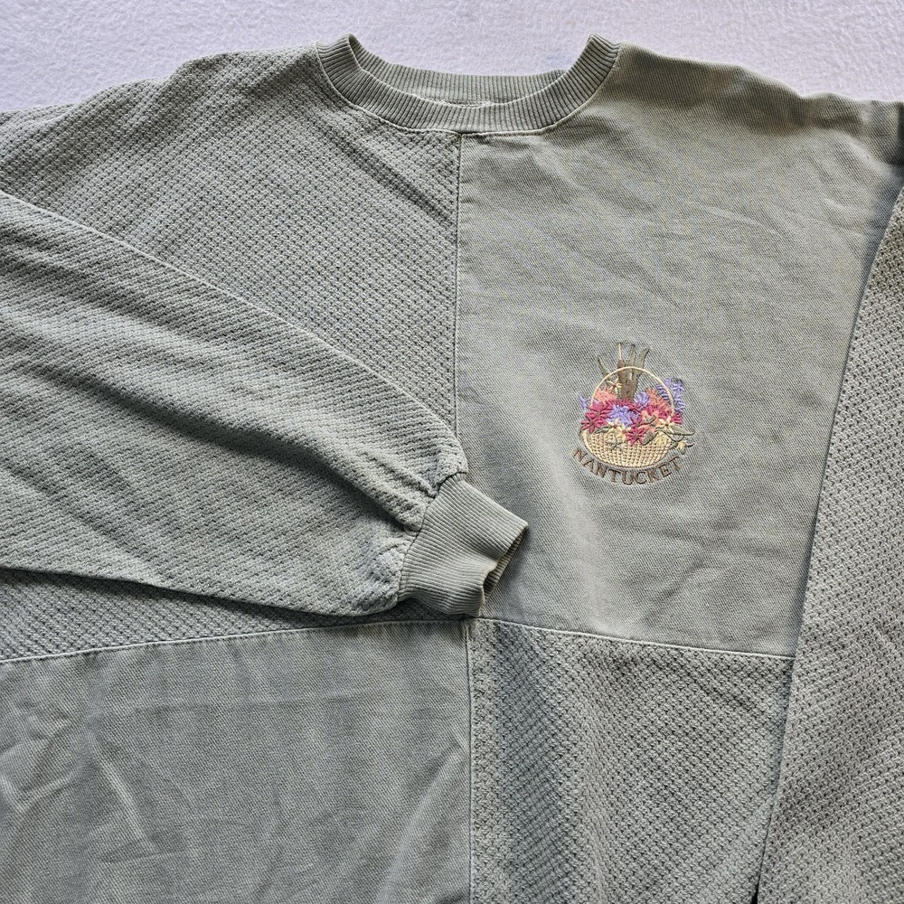 Vtg 90s WEK Nantucket Sweatshirt Size 2 L XL Colorblock Grandmacore Coastal USA.